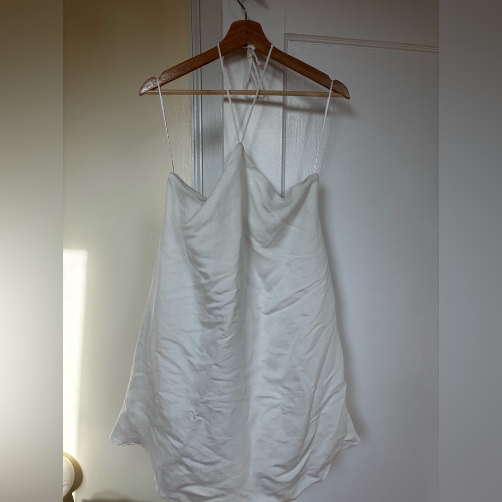 Crescent White Layne Halter Romper Dress